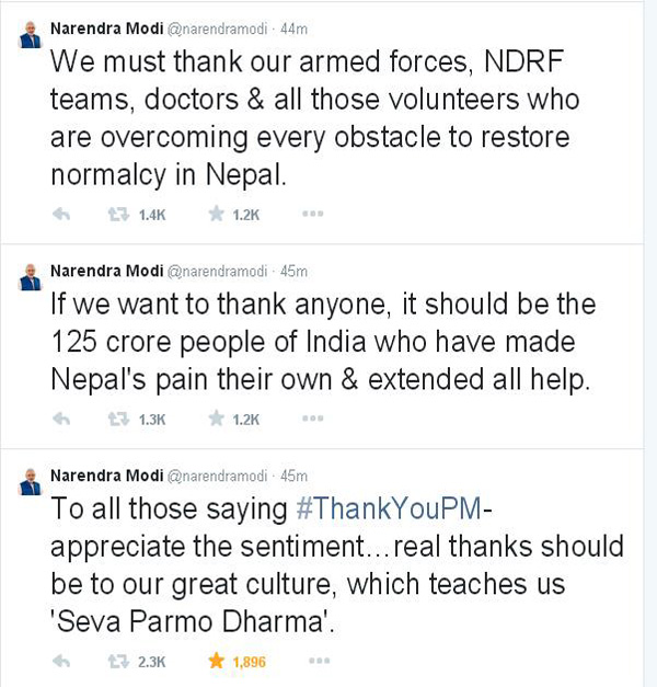Real Thanks to 'Seva Parmo Dharma' modi-tweet