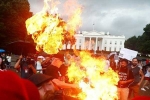 american independence day, white house, 2 protesters arrested for burning u s flag outside white house on american independence day, The secret service