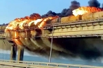 Crimea bridge fire accident, Crimea bridge fire, huge explosion on crimea bridge that connects russia, Fire accident