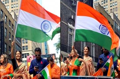 In Pictures: Hina Khan Waves Tricolor at India Day Parade in New York