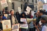indians rally in new york, Indian consulate in new york, indian diaspora protests at indian consulate in new york calling for defense of democracy, Iarc