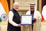 Narendra Modi trip, Narendra Modi in Kuwait, narendra modi gets kuwait s highest honour, Knighthood