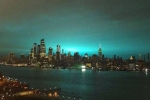 new york cities, bright blue sky in new york, newyorkers stunned as night sky turns bright blue, Wtf