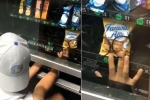Indians stealing in US, Indian stealing cookies from vending machine, watch video of young indian american man allegedly stealing cookies from a vending machine goes viral, Punjabis