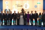 modi on thougts ideals, mahatma gandhi bust unveiled, thoughts and ideals of gandhi have power to overcome menace of terrorism climate change pm modi, World peace