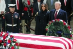 Trump, bush, trumps pay last respect to late president bush at u s capitol, Mccain