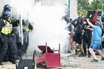 attack on asylum, Holiday express in hotel burnt, uk protest 400 arrested, Up riots